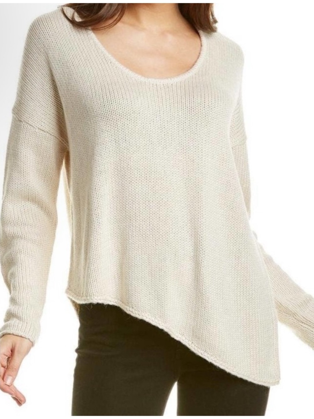 Helmut Lang Soft!!! Cream Asymmetrical Scoop Neck Sweater